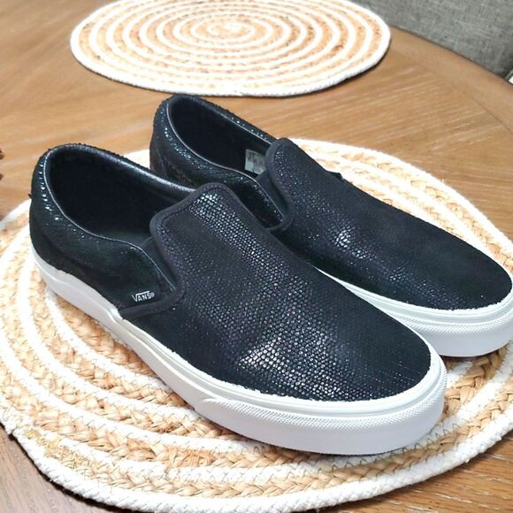 Vans Embossed Black Pebble Snakeskin Unisex Loafers, 11W/9.5M, NWOT - Picture 2 of 9